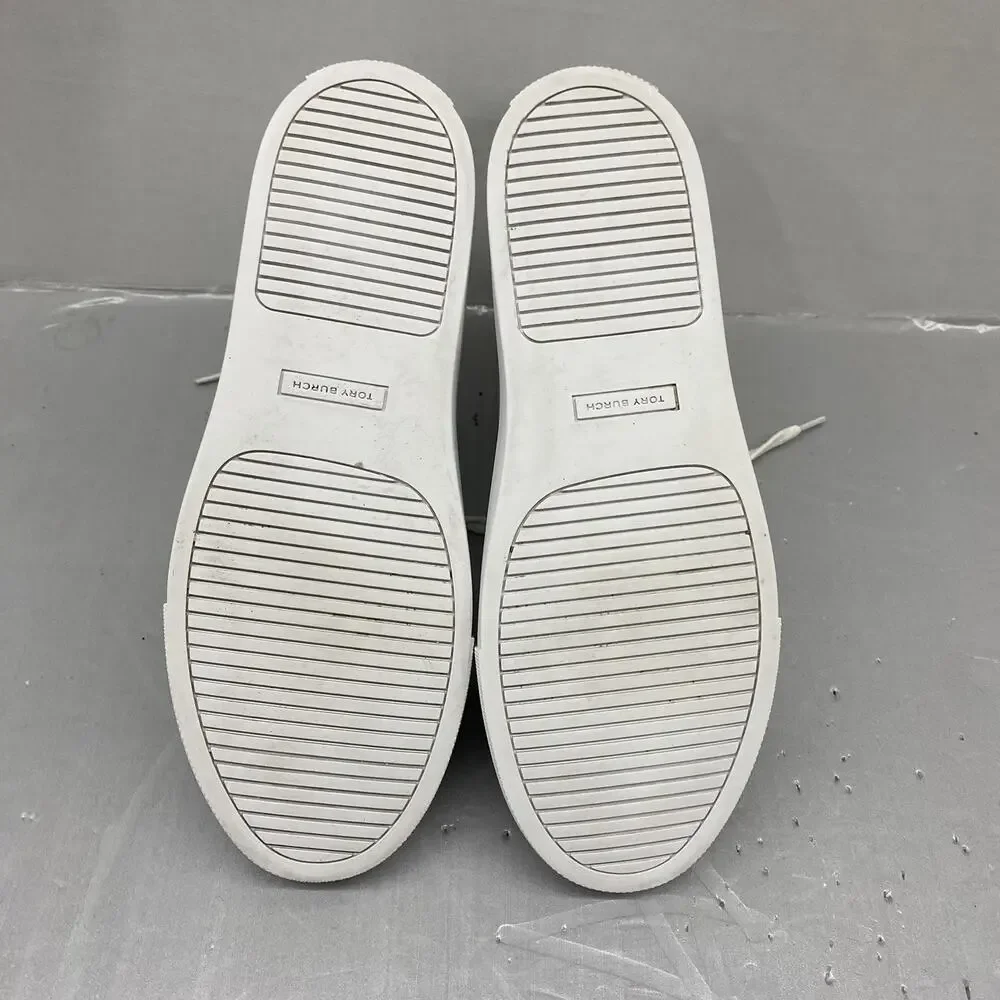 Tory Burch Nola High Top Sneakers Womens 8.5 White Leather Double T Logo 32702